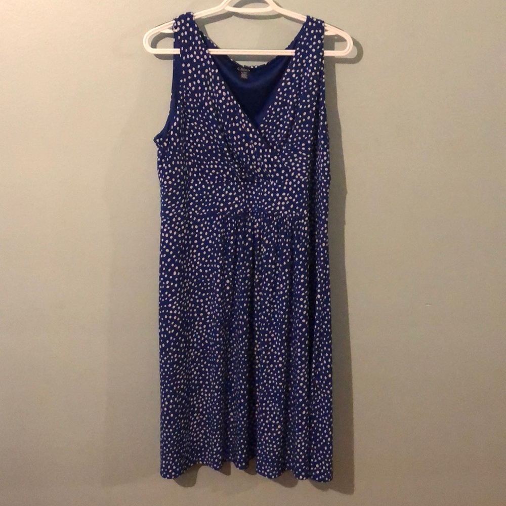 Chaps Women’s blue polka dot patterned dress